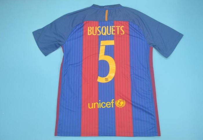 Retro Jersey 2016-2017 Barcelona 5 BUSQUETS Home Soccer Jersey