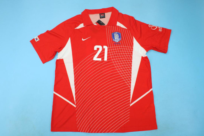with 2002 World Cup Patch Retro Jersey 2002 South Korea J S PARK 21 Home Soccer Jersey