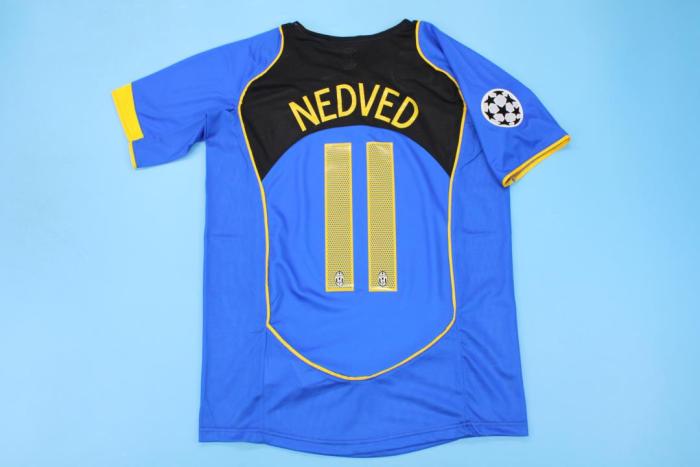 with UCL Patch Retro Jersey 2004-2005 Juventus NEDVED 11 Away Blue Soccer Jersey