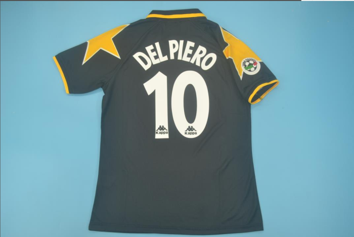 with Coppa Italia+Scudetto+Serie A Patch Retro Jersey 1995-1996 Juventus 10 DEL PIERO Away Black Soccer Jersey