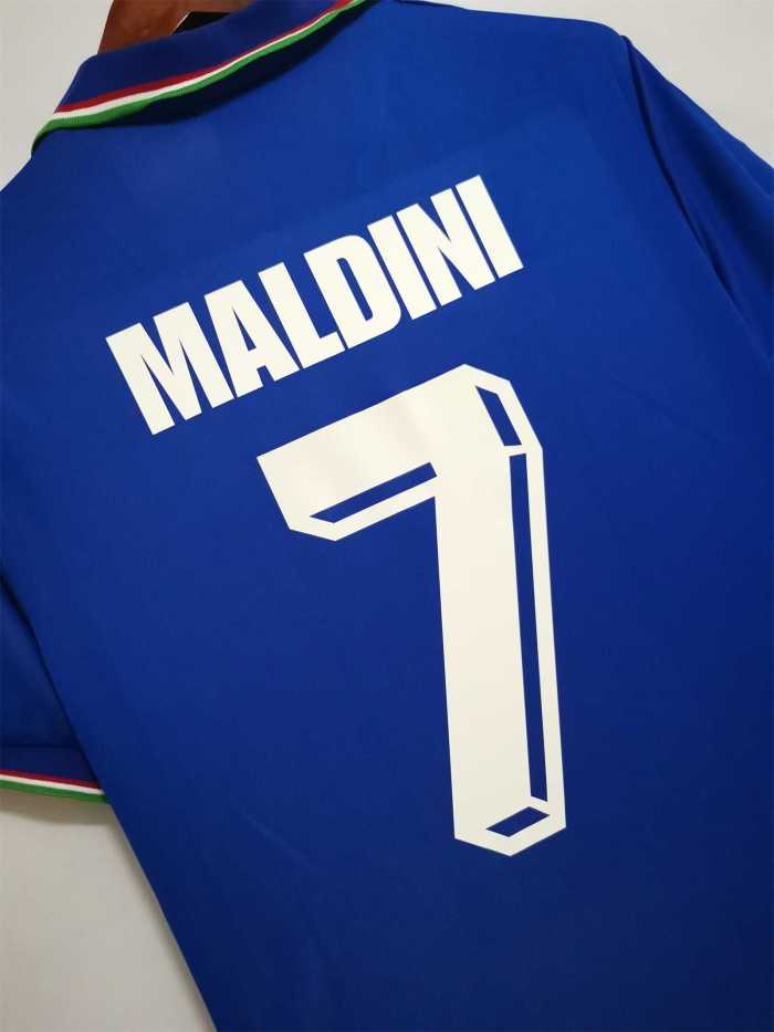Retro Jersey 1990 Italy MALDINI 7 Home Vintage Soccer Jersey