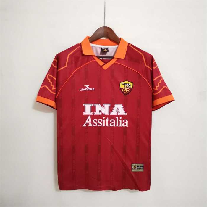 Retro Jersey 1999-2000 As Roma Home Red Soccer Jersey Vintage Football Shirt