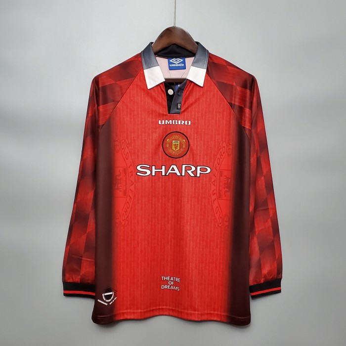 Long Sleeve Retro Jersey 1996-1997 Manchester United CANTONA 7 Home Soccer Jersey Vintage Football Shirt
