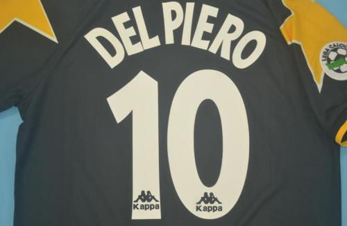 with Coppa Italia+Scudetto+Serie A Patch Retro Jersey 1995-1996 Juventus 10 DEL PIERO Away Black Soccer Jersey