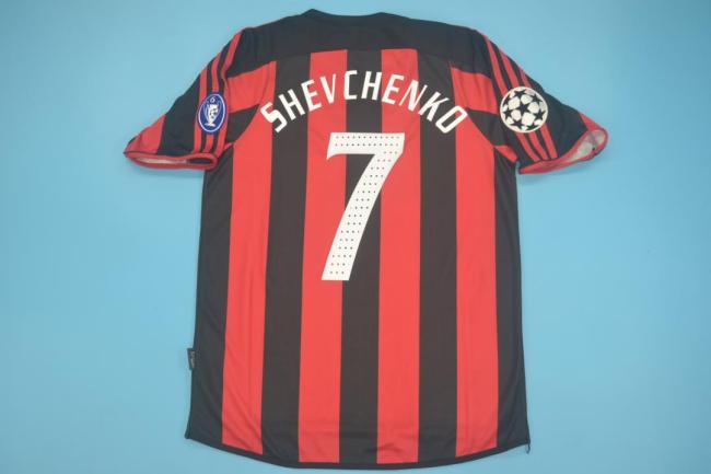 with Coppa Italia+UCL Patch Retro Jersey 2003-2004 Ac Milan 7 SHEVCHENKO Home Soccer Jersey
