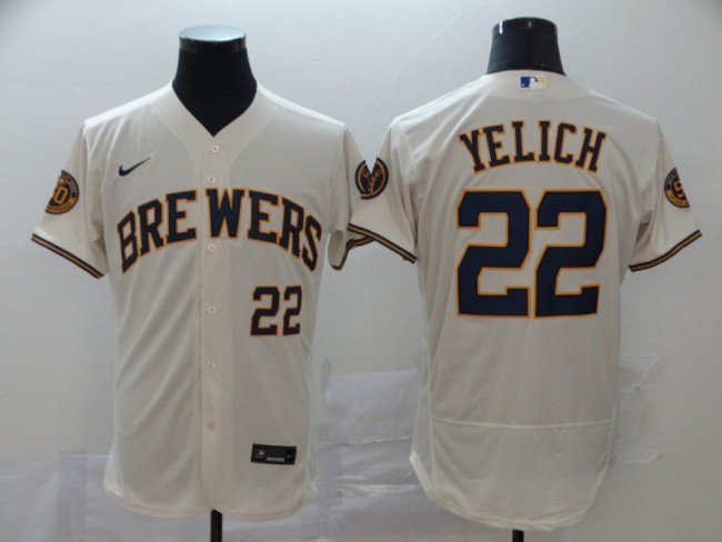 Milwaukee Brewers 22 YELICH White MLB Jersey