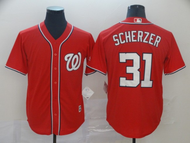Washington Nationals 31 SCHERZER Red/White MLB Base Jersey