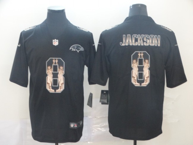 Baltimore Ravens 8 JACKSON Black Statue of Liberty Limited Jersey