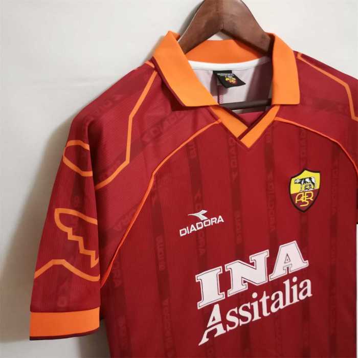 Retro Jersey 1999-2000 As Roma Home Red Soccer Jersey Vintage Football Shirt