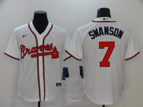 Atlanta Braves 7 SWANSON White 2020 Cool Base Jersey