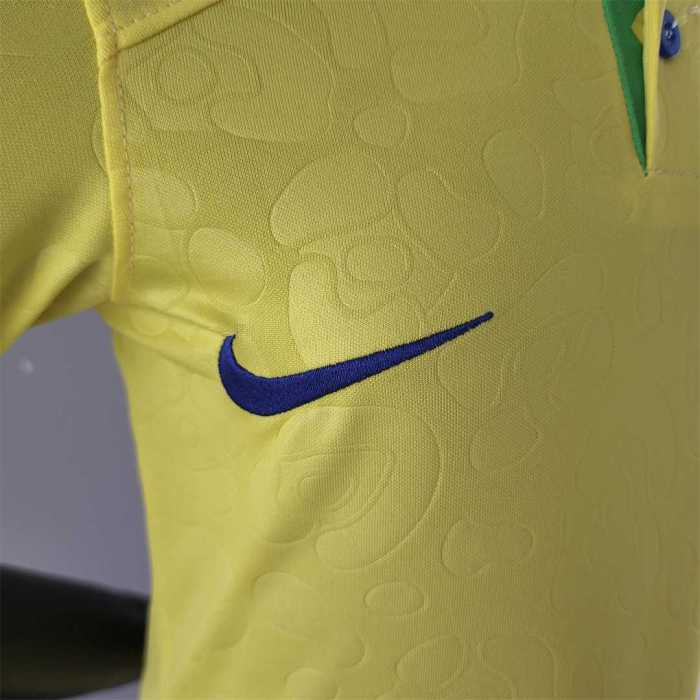 Retro Youth Uniform 2022 World Cup Brazil Home Soccer Jersey Shorts Child Vintage Football Kit