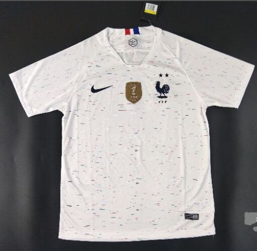 with 2 Stars+Golden FIFA Patch Retro Jersey 2018 France Away White Soccer Jersey Vintage Football Shirt