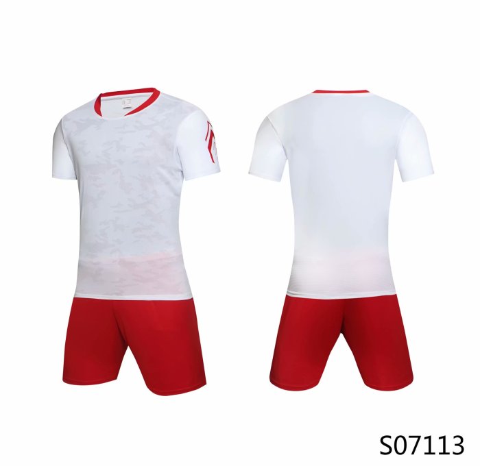S0107113 White Soccer Training Jersey and Shorts with any custom team logo