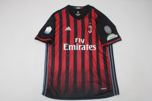 with Serie A+Trophy 7 Patch Retro AC Maillot 2016-2017 AC Milan RONALDO 99 Home Soccer Jersey