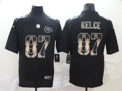 Kansas City Chiefs 87 Travis Kelce Black Statue of Liberty Limited Jersey