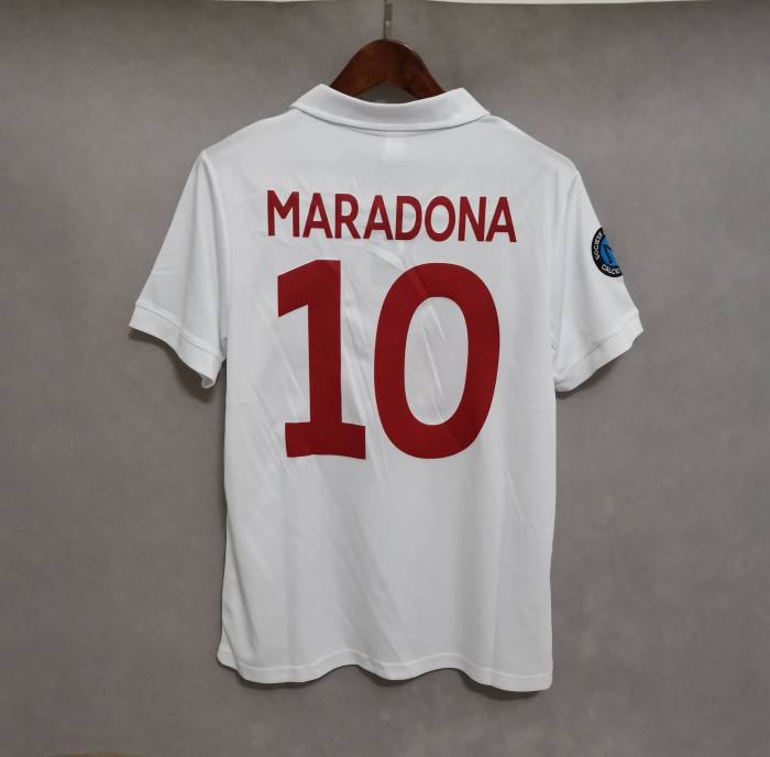 Retro Jersey 1987-1988 Calcio Napoli MARADONA 10 Away White Soccer Jersey