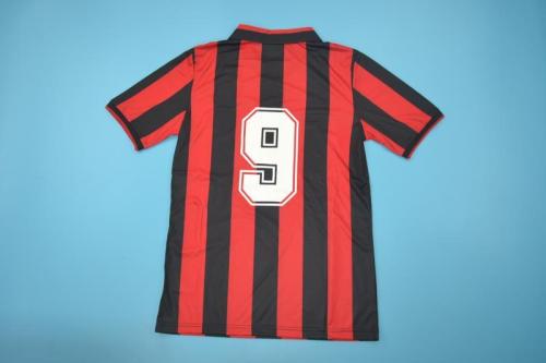 Retro Jersey 1991-1992 Ac Milan 9 Home Soccer Jersey Vintage Football Shirt