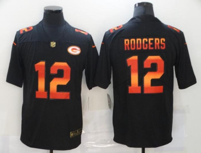 Green Bay Packers 12 RODGERS Black Colorful Fashion Limited Jersey