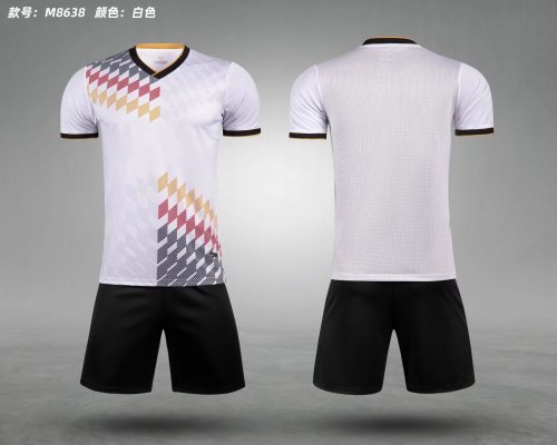 M8638 White Blank Soccer Training Jersey Shorts