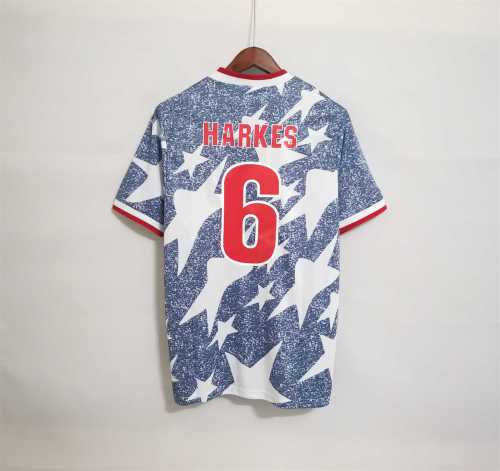 Retro Jersey 1994 USA HARKES 6 Away Vintage Soccer Jersey