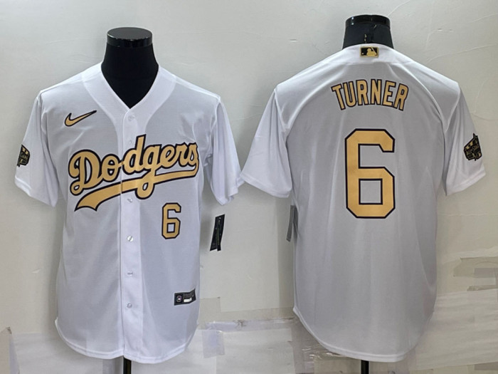 Dodgers 6 TURNER White 2022 MLB All-Star Cool Base Jerseys