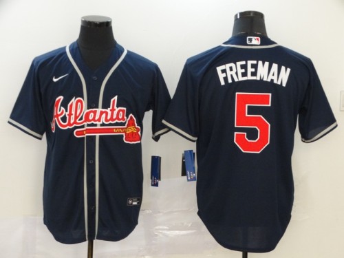 Atlanta Braves 5 FREEMAN Dark Blue 2020 Cool Base Jersey