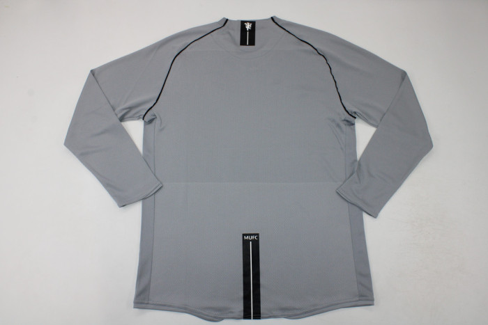 Long Sleeve Retro Man United Shirt 2007-2008 Manchester United Grey Goalkeeper Soccer Jersey