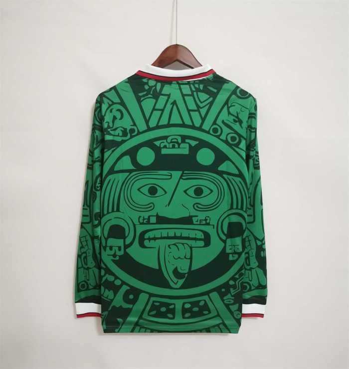 Long sleeves Retro Jersey 1998 Mexico Home Green Soccer Jersey