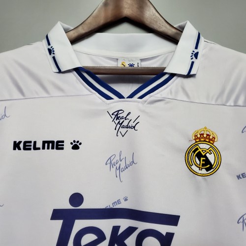 with LFP Patch Retro Jersey Real Madrid 1994-1996 Home Soccer Jersey Vintage Football Shirt