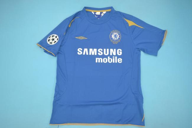 with UCL Patch Retro Jersey 2005-2006 Chelsea 100 Years Centenay Home Soccer Jersey Vintage Football Shirt