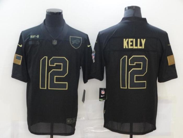 Bills 12 Jim Kelly Black 2020 Salute To Service Limited Jersey