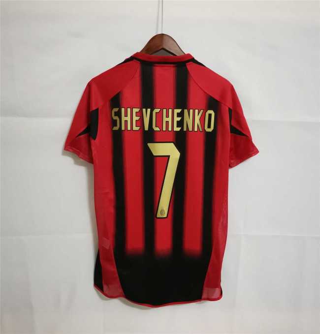 with UCL patch+Scudetto Patch Retro Jersey 2004-2005 AC Milan 7 SHEVCHENKO Home Soccer Jersey