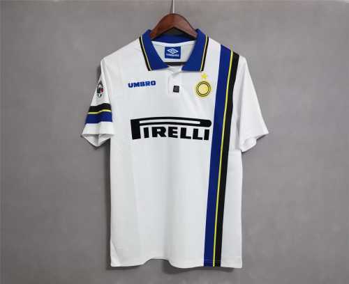 with Serie A Patch Retro Jersey 1997-1998 Inter Milan Away White Soccer Jersey Vintage Football Shirt