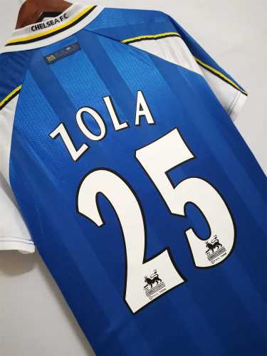 Retro Jersey 1997-1999 Chelsea ZOLA 25 Home Soccer Jersey Blue Vintage Football Shirt