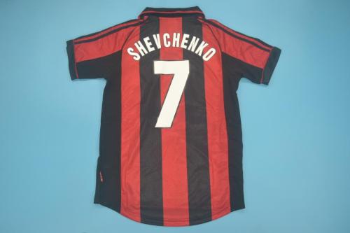 Retro Jersey 1998-2000 Ac Milan 7 SHEVCHENKO Home Soccer Jersey