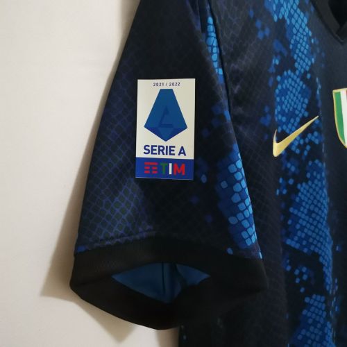 with Serie A+Scudetto Badge Retro Jersey 2021-2022 Inter Milan DŽEKO 9 Home Soccer Jersey