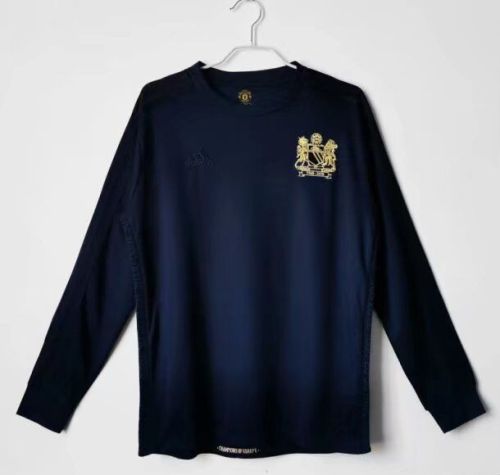 Retro Jersey 1968 Long Sleeve Manchester City Dark Blue Soccer Jersey Vintage Football Shirt