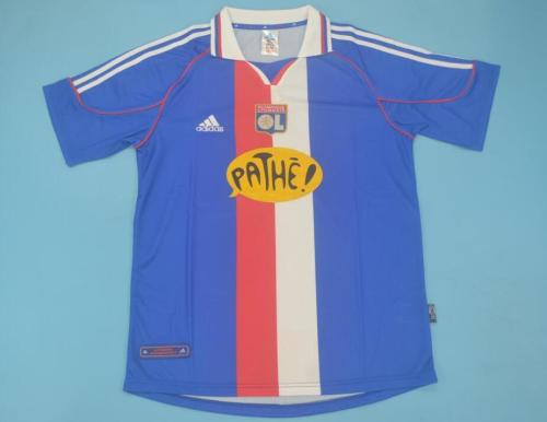 Retro Jersey 1999-2000 Lyon Away Blue Soccer Jersey Vintage Olympique Lyonnais Football Shirt