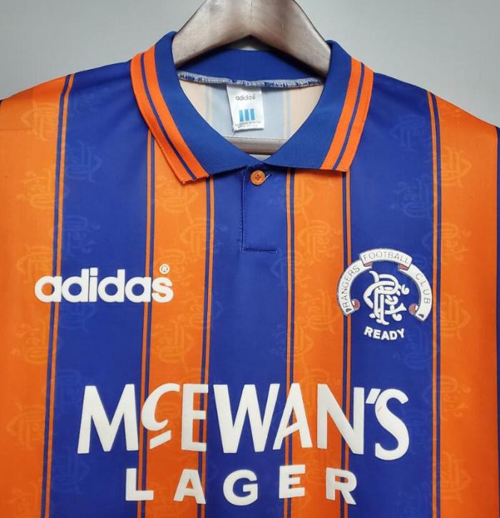 Retro Jersey 1993-1994 Rangers Away Blue/Orange Soccer Jersey