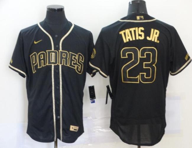 San Diego Padres 23 Fernando Tatis Jr. Black Gold Nike Flexbase Jersey