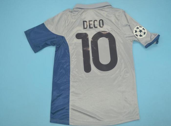 with UCL Patch Retro Jersey 2001 Porto DECO 10 Away Grey Soccer Jersey Vintage Football Shirt