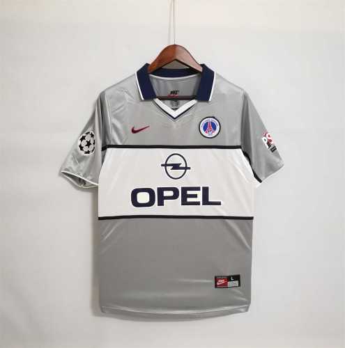 with UCL Patch Retro Jersey 2000 PSG RONALDINHO 21 Away Grey Soccer Jersey