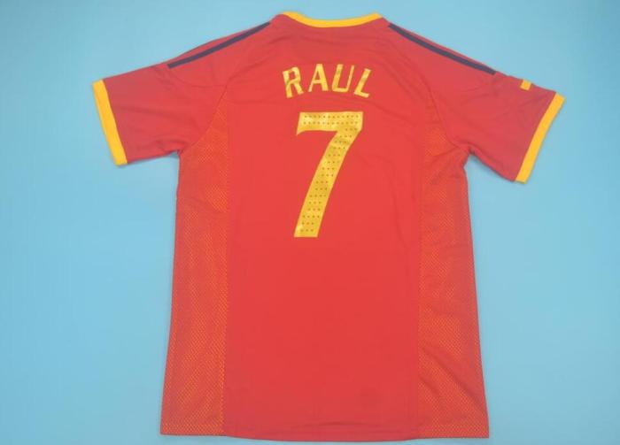 Retro Jersey 2002 Spain 7 RAUL Home Soccer Jersey Vintage Football Shirt