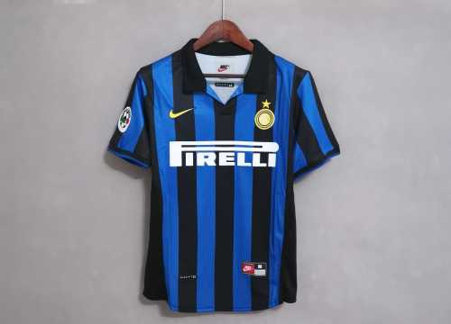 with Serie A Patch Retro Jersey 1998-1999 Inter Milan 1 8 ZAMORANO Home Soccer Jersey