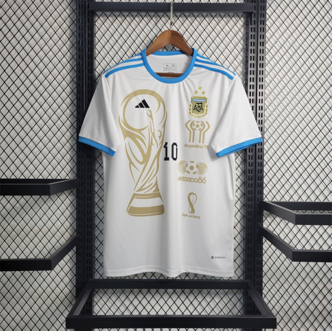 Fans Version 2023 Argentina White Champions Version Soccer Jersey