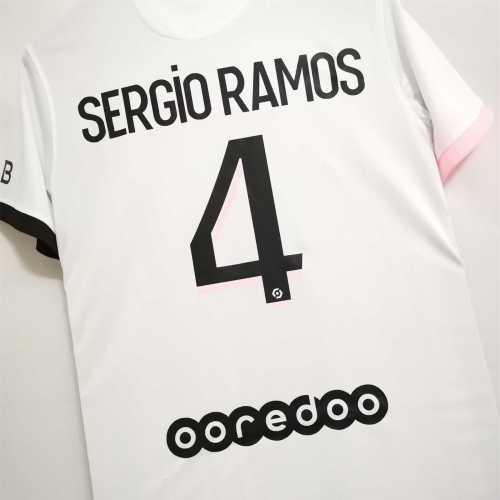 Retro Jersey 2021-2022 PSG SERGIO RAMOS 4 Away White Soccer Jersey Vintage Paris Football Shirt