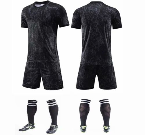 B12074-YL9203 Tracking Suit Black Jersey and Shorts
