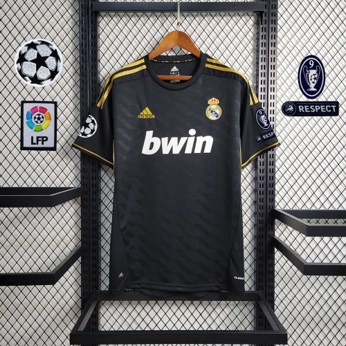 with UCL Patches Retro Jersey 2011-2012 Real Madrid RONALDO 7 Away Black Soccer Jersey