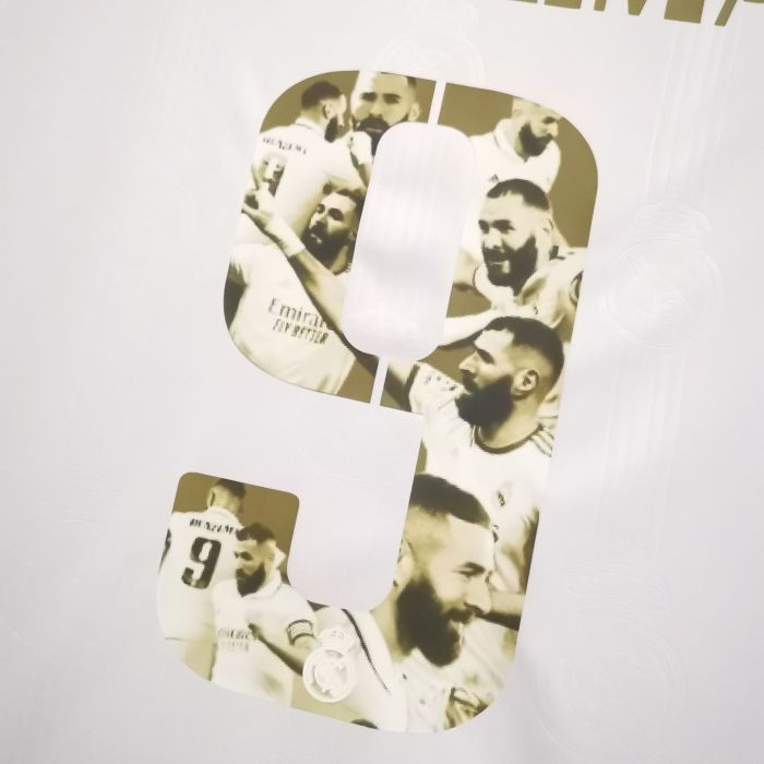 Retro Jersey 2022-2023 Real Madrid 9 BENZEMA Golden Commemorative Number Home Soccer Jersey