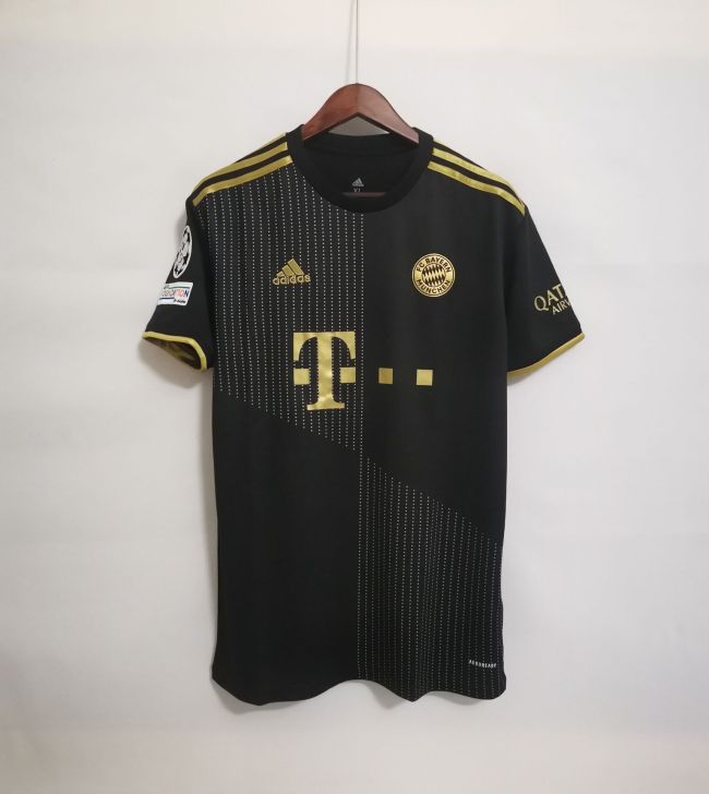 with UCL Patch Retro Jersey Bayern Munich 2021-2022 Away Black Soccer Jersey Vintage Football Shirt